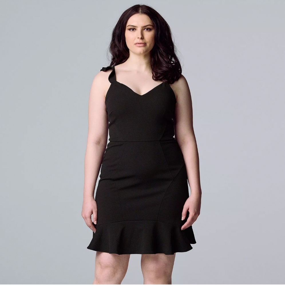 Simply Vera Vera Wang Flutter Sleeve XS Black Cocktail Dress NWOT Feminine Style - Picture 2 of 10